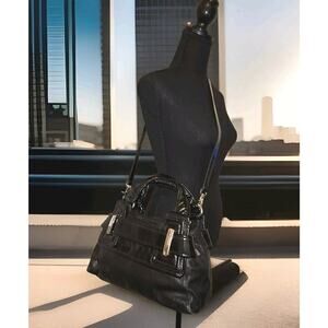 Kooba Black Leather Satchel Shoulder Bag Purse 13"x7"x5"